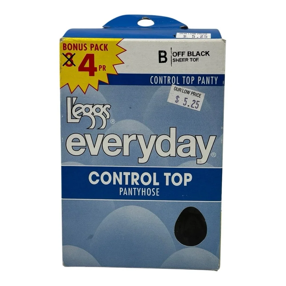 4 Pair‎ Leggs Everyday Control Top Sheer Toe Pantyhose Off Black